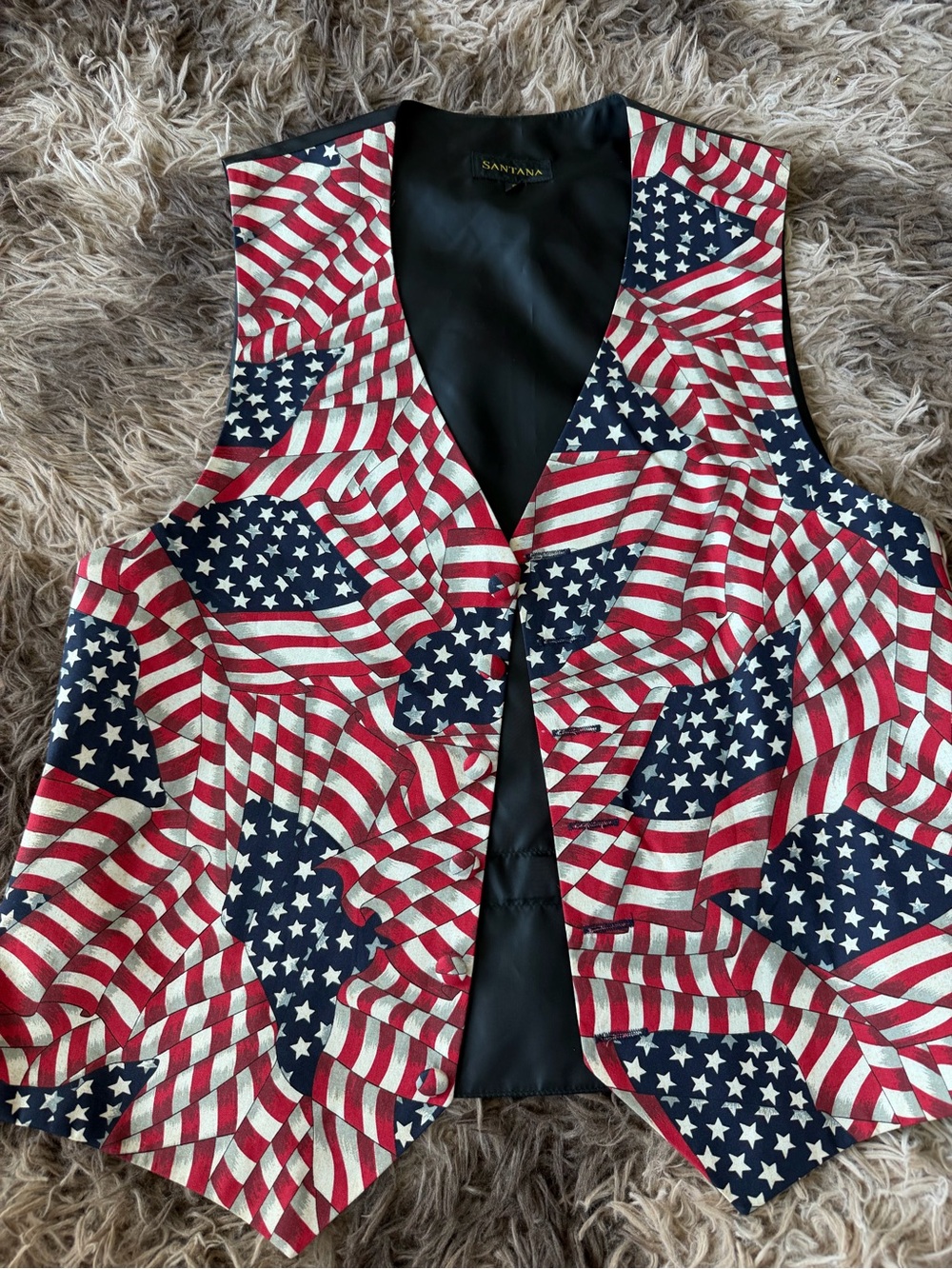 Red/Blue American Flag Print Vest - Women's